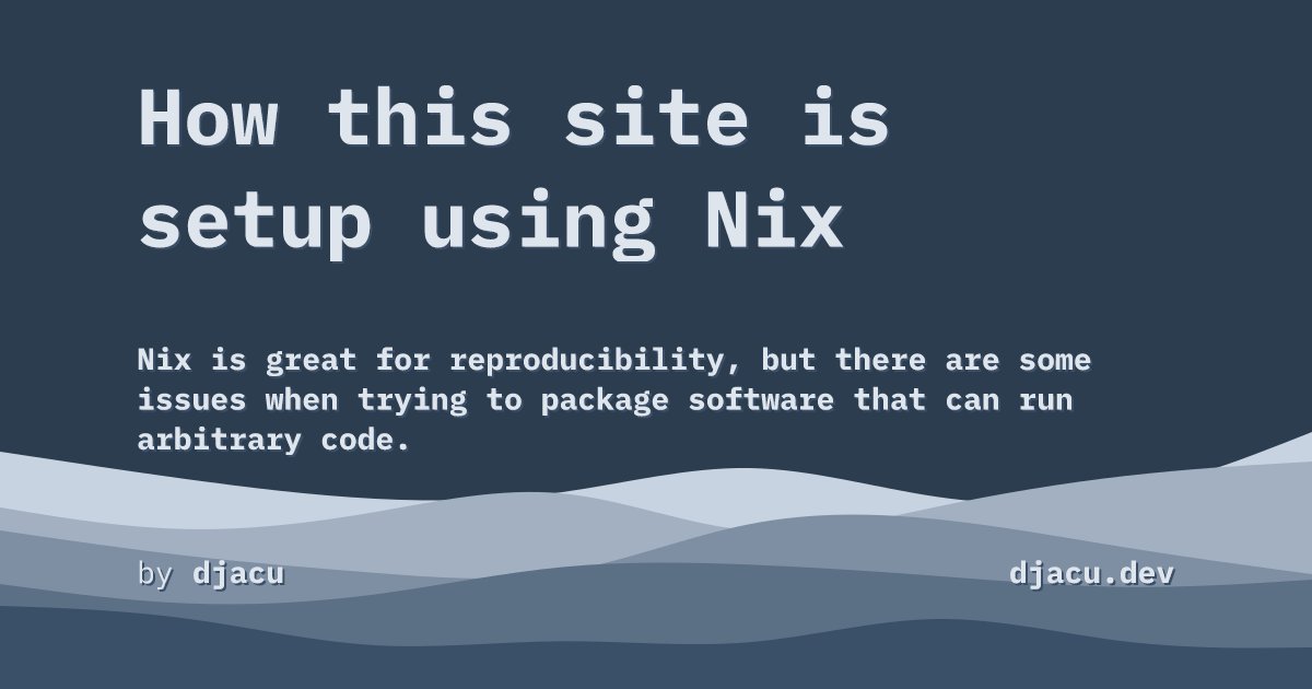 Nix Setup How this site is setup using Nix